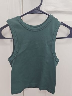 Ribbed Sleeveless Crop Tank in Deep Teal